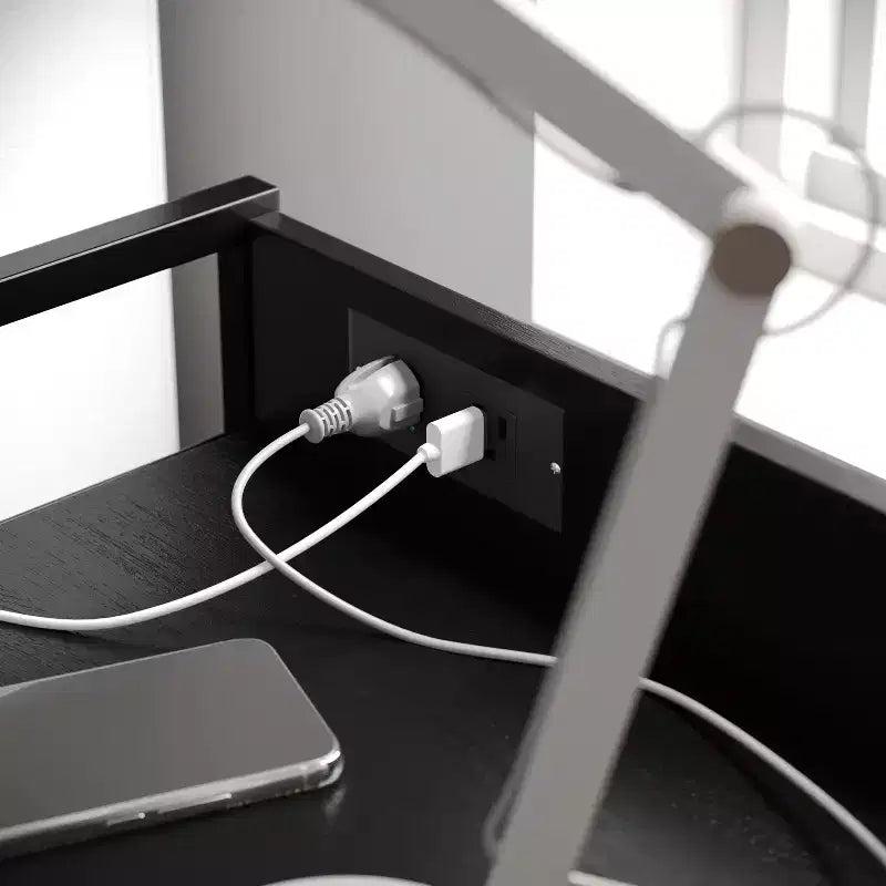 Flash Furniture Sodano Table de Chevet 4 Tiroirs avec Station de Charge, 2 Ports USB et 1 Prise, Cadre Métallique, Dessus, Tiroirs et Poignées en Bois Manufacturé