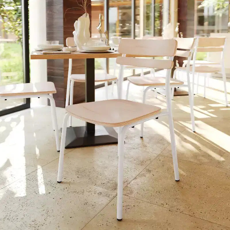 Lot de 2 chaises de salle à manger Flash Furniture Cyprus de qualité commerciale en bois massif avec structure en métal et finition antique