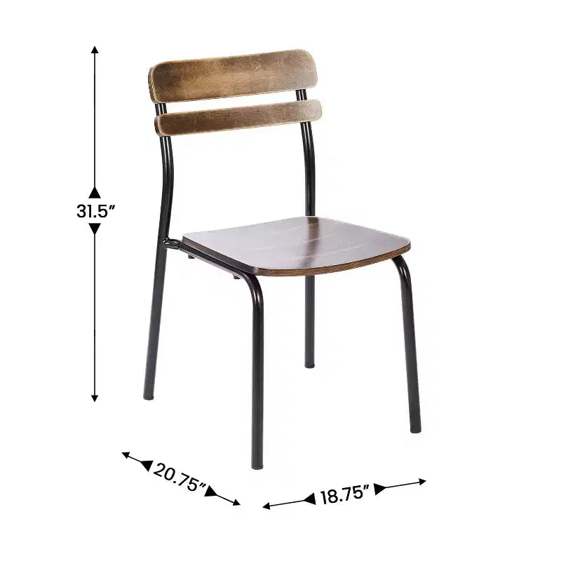 Lot de 2 chaises de salle à manger Flash Furniture Cyprus de qualité commerciale en bois massif avec structure en métal et finition antique
