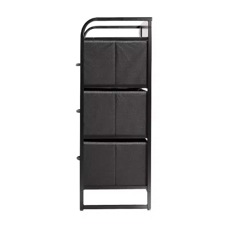 Emma and Oliver Nightstand with 4 Fabric Drawers, Charging Station with 2 USB Ports/Power Outlet, Engineered Wood Top, Wood Handles, Metal Frame