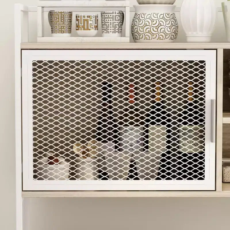 Famapy 59 in. W Kitchen Wood Buffet Sideboard Pantry Cabinet For Dining Room with Metal MDoors 3-Drawers Shelves