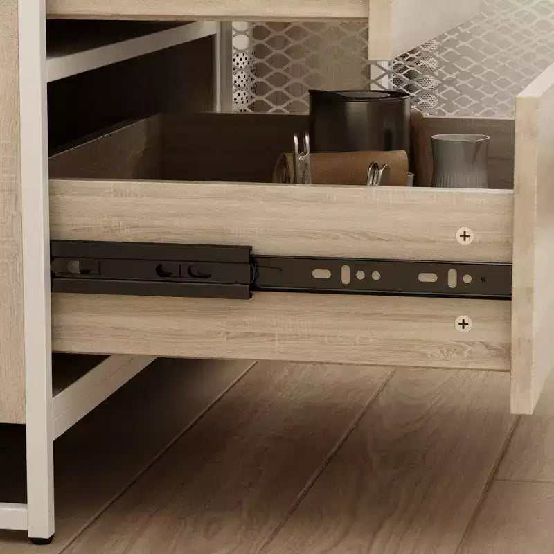 Famapy 59 in. W Kitchen Wood Buffet Sideboard Pantry Cabinet For Dining Room with Metal MDoors 3-Drawers Shelves