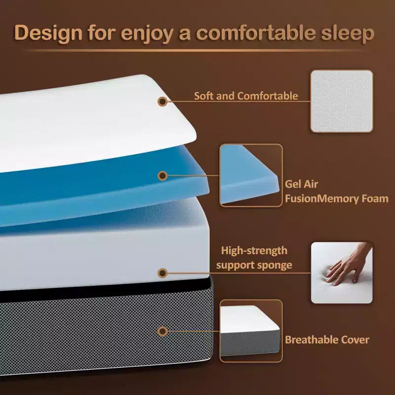 Continental Sleep 3-Inch Portable Tri Folding Gel Memory Foam Mattress | Breathable Mesh Sides with Ultra Soft, Removable and Washable Cover