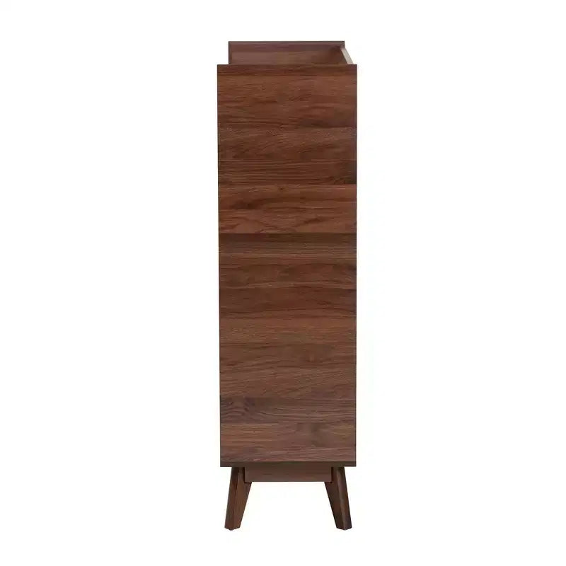 Baxton Studio Delaire Mid-Century Modern Walnut Brown Finished Wood Shoe Cabinet