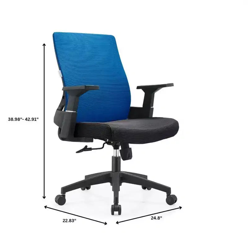 Chaise de bureau ergonomique en maille LeisureMod Brio – Soutien lombaire respirant – Chaise de bureau pivotante et inclinable réglable