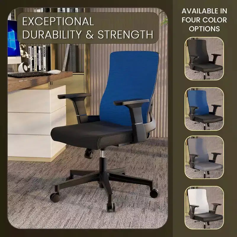 Chaise de bureau ergonomique en maille LeisureMod Brio – Soutien lombaire respirant – Chaise de bureau pivotante et inclinable réglable