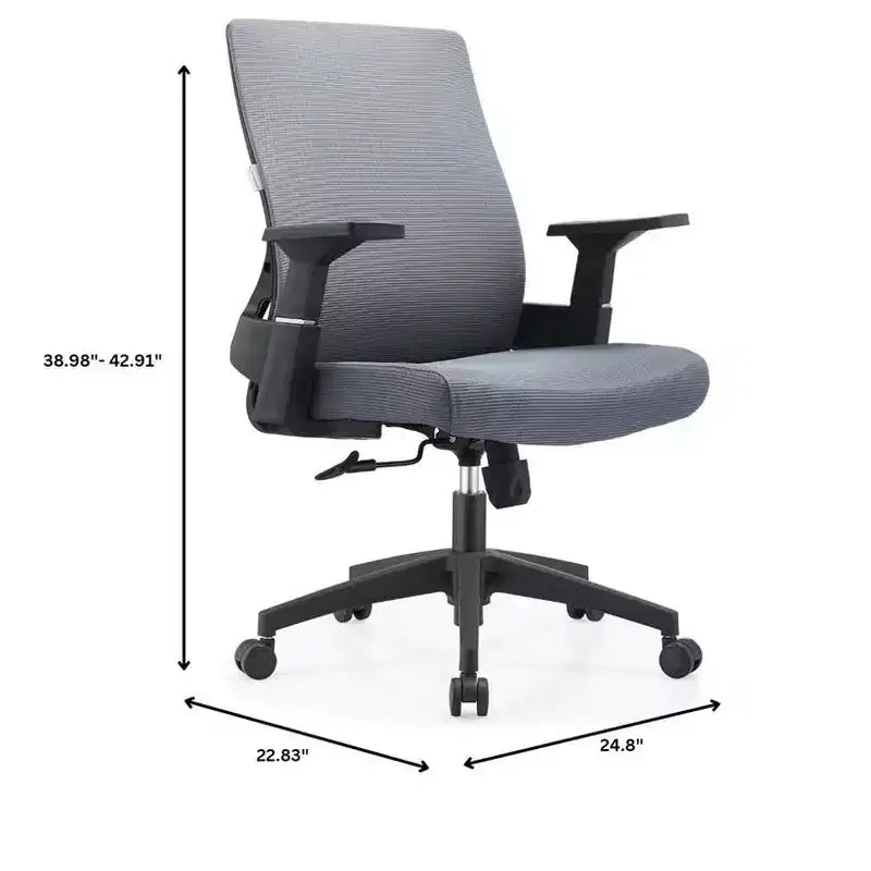 Chaise de bureau ergonomique en maille LeisureMod Brio – Soutien lombaire respirant – Chaise de bureau pivotante et inclinable réglable