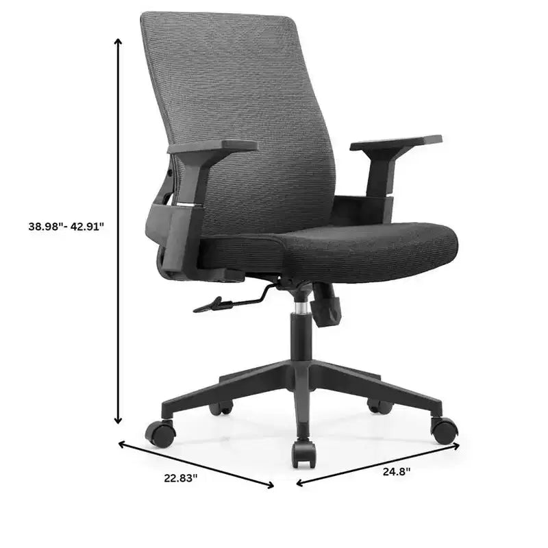 Chaise de bureau ergonomique en maille LeisureMod Brio – Soutien lombaire respirant – Chaise de bureau pivotante et inclinable réglable