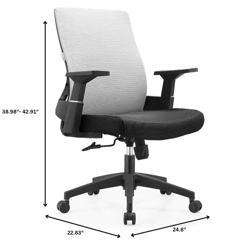 Chaise de bureau ergonomique en maille LeisureMod Brio – Soutien lombaire respirant – Chaise de bureau pivotante et inclinable réglable