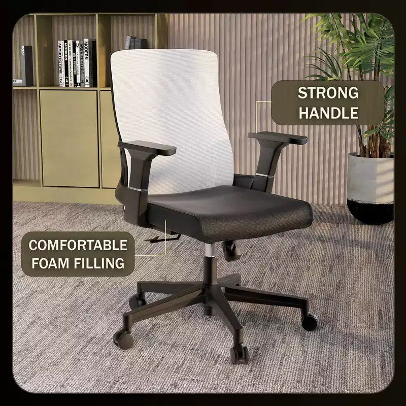 Chaise de bureau ergonomique en maille LeisureMod Brio – Soutien lombaire respirant – Chaise de bureau pivotante et inclinable réglable