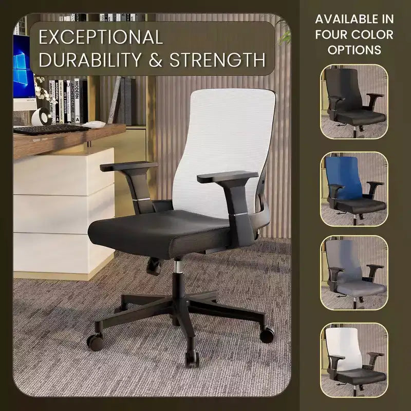 Chaise de bureau ergonomique en maille LeisureMod Brio – Soutien lombaire respirant – Chaise de bureau pivotante et inclinable réglable