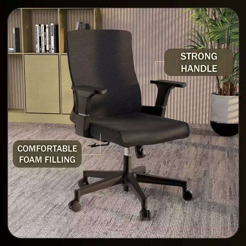 Chaise de bureau ergonomique en maille LeisureMod Brio – Soutien lombaire respirant – Chaise de bureau pivotante et inclinable réglable