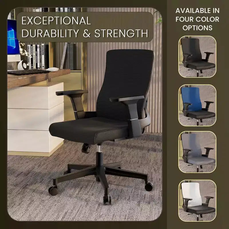 Chaise de bureau ergonomique en maille LeisureMod Brio – Soutien lombaire respirant – Chaise de bureau pivotante et inclinable réglable