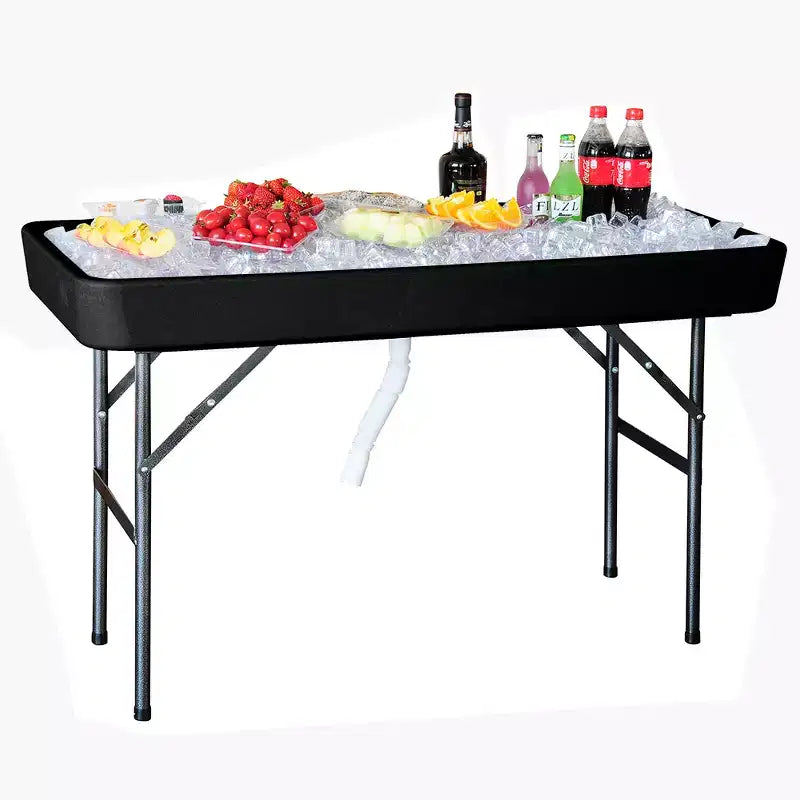 Modern Home 4' Portable Folding Party Ice Bin Table with Skirt - Black