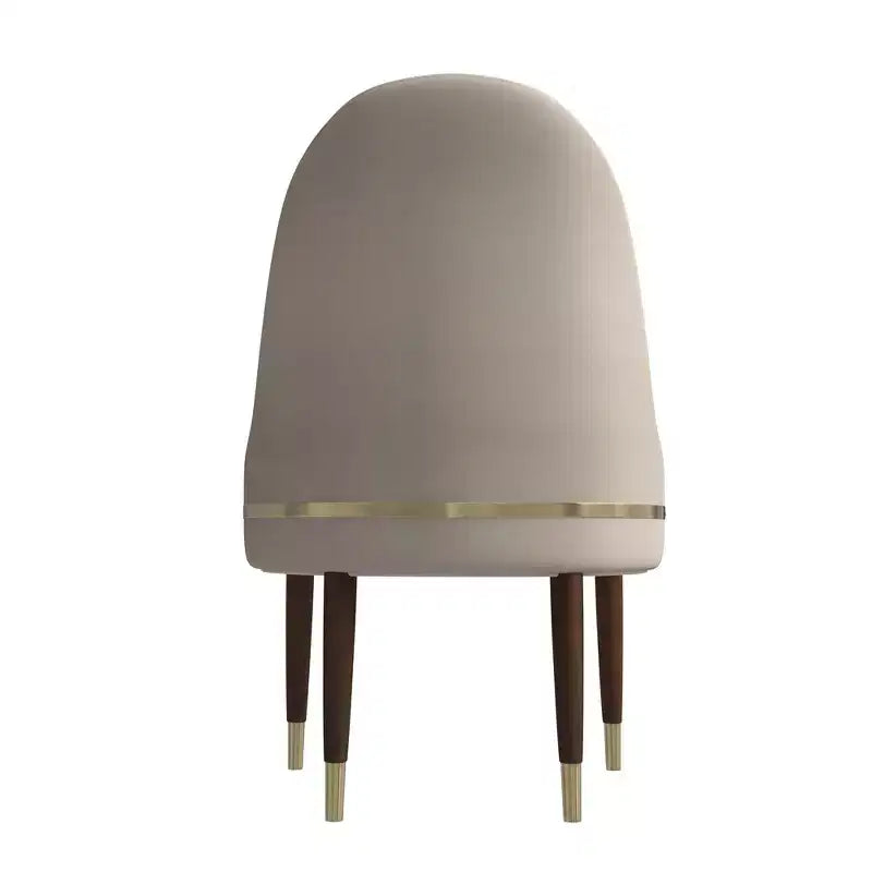 LeisureMod Elara Collection High-Back Dining Chair  Leather Upholstery with Ripple Back Design, Rubberwood Frame and Gold Accents for Dining Room