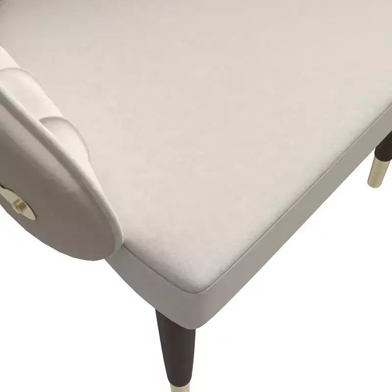 LeisureMod Elara Collection High-Back Dining Chair  Leather Upholstery with Ripple Back Design, Rubberwood Frame and Gold Accents for Dining Room