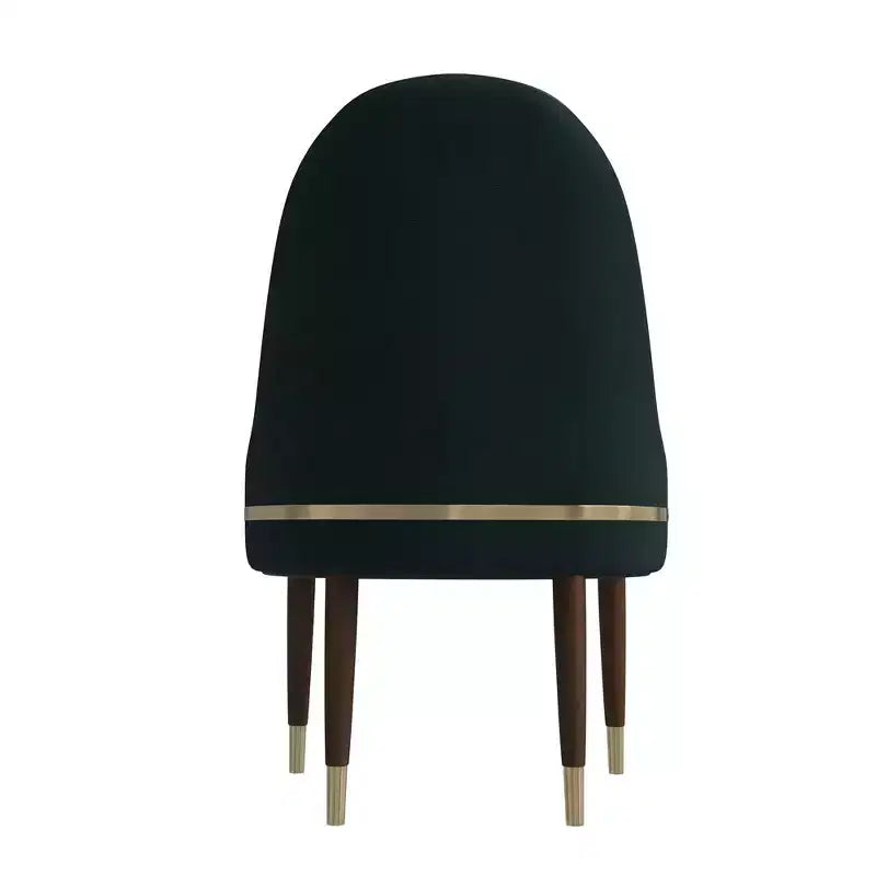LeisureMod Elara Collection High-Back Dining Chair  Leather Upholstery with Ripple Back Design, Rubberwood Frame and Gold Accents for Dining Room