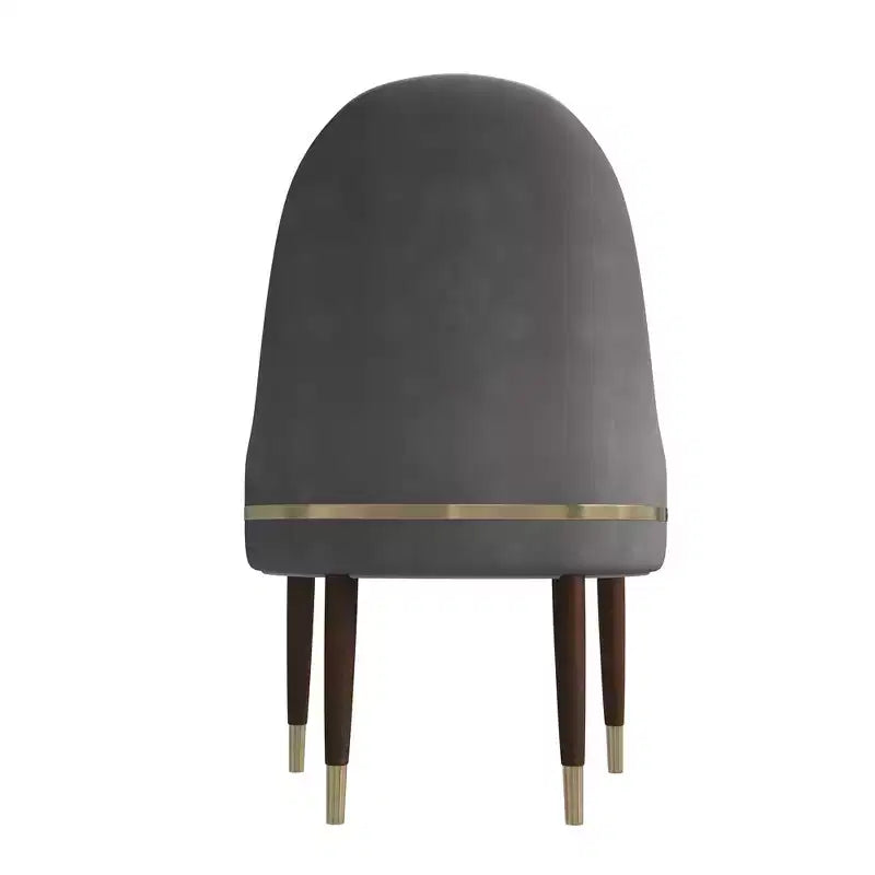 LeisureMod Elara Collection High-Back Dining Chair  Leather Upholstery with Ripple Back Design, Rubberwood Frame and Gold Accents for Dining Room