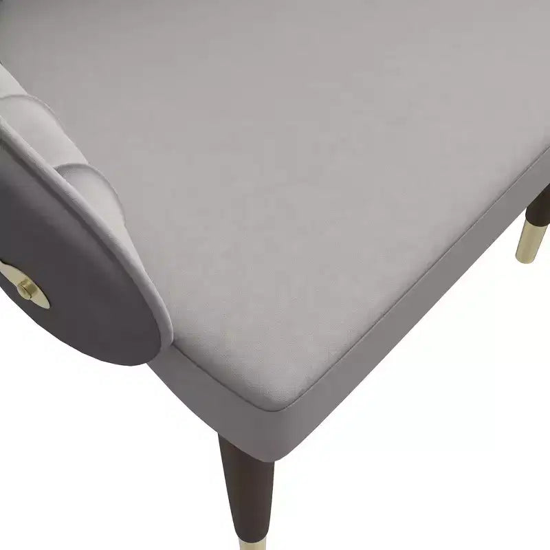 LeisureMod Elara Collection High-Back Dining Chair  Leather Upholstery with Ripple Back Design, Rubberwood Frame and Gold Accents for Dining Room