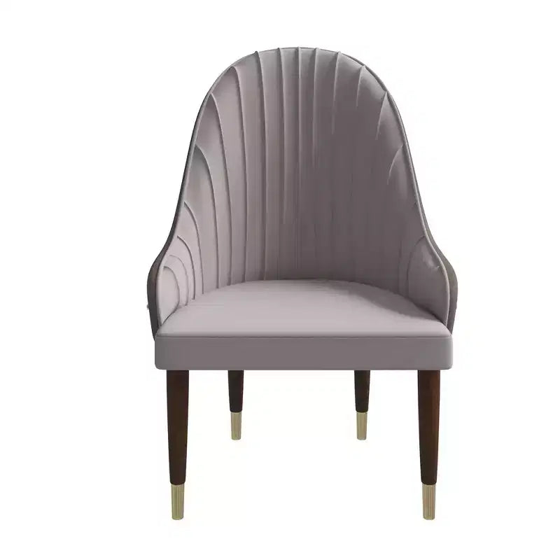 LeisureMod Elara Collection High-Back Dining Chair  Leather Upholstery with Ripple Back Design, Rubberwood Frame and Gold Accents for Dining Room