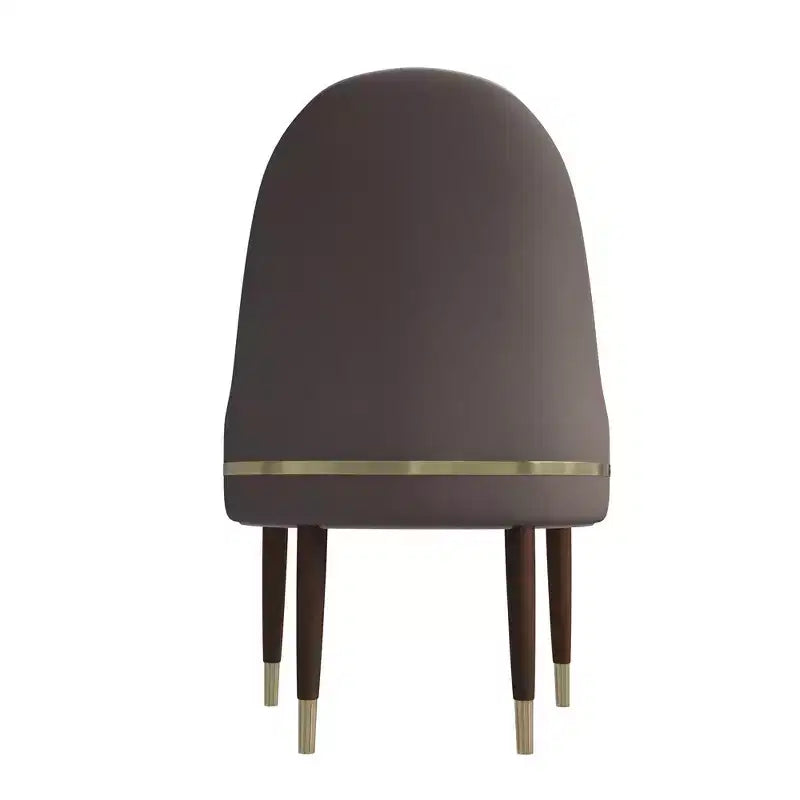 LeisureMod Elara Collection High-Back Dining Chair  Leather Upholstery with Ripple Back Design, Rubberwood Frame and Gold Accents for Dining Room