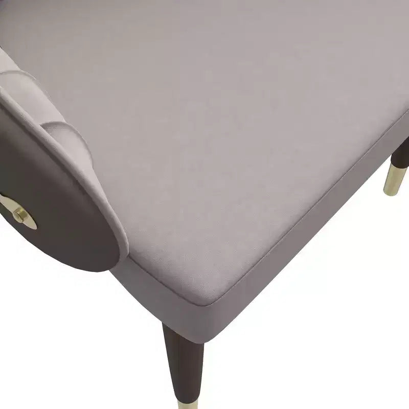 LeisureMod Elara Collection High-Back Dining Chair  Leather Upholstery with Ripple Back Design, Rubberwood Frame and Gold Accents for Dining Room