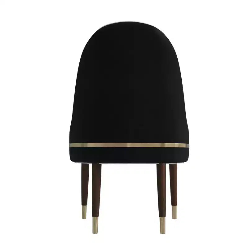 LeisureMod Elara Collection High-Back Dining Chair  Leather Upholstery with Ripple Back Design, Rubberwood Frame and Gold Accents for Dining Room
