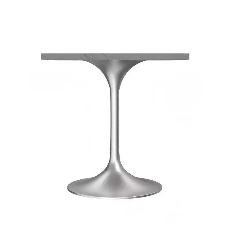 Table à manger carrée LeisureMod Verve 27 - Plateau moderne en résine avec pied piédestal en chrome brossé Table d'appoint pour cuisine et intérieur contemporains