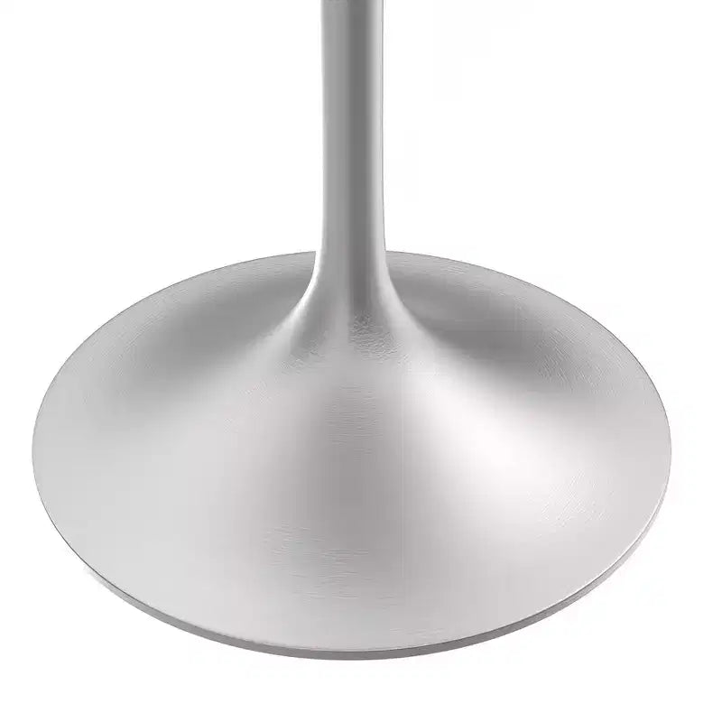 Table à manger carrée LeisureMod Verve 27 - Plateau moderne en résine avec pied piédestal en chrome brossé Table d'appoint pour cuisine et intérieur contemporains