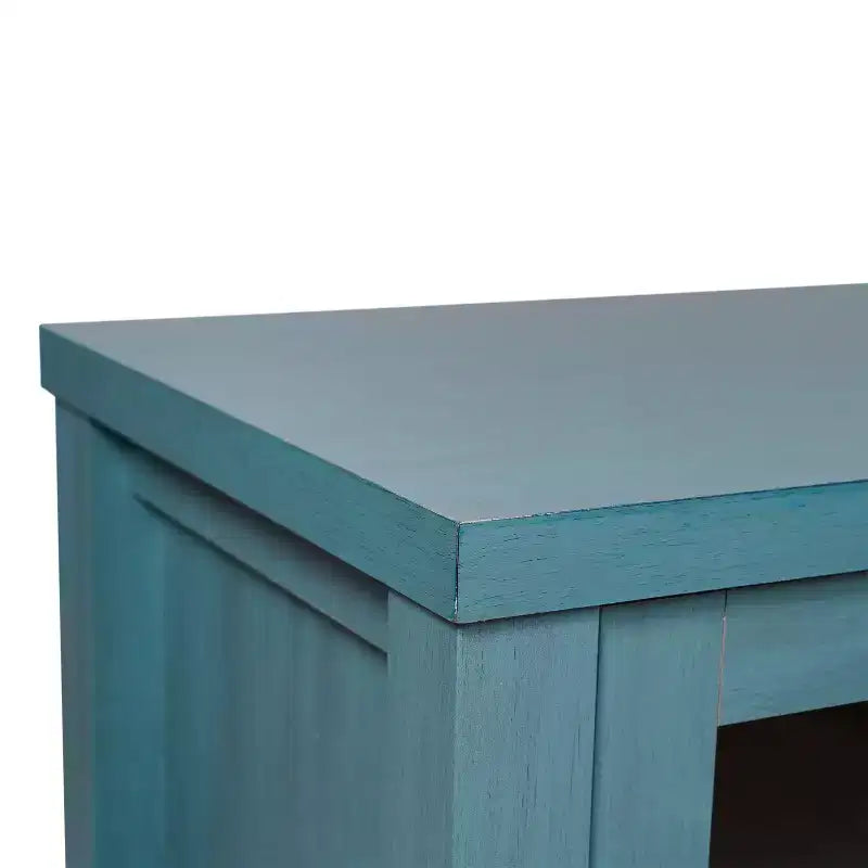 Merrick Lane Two-Drawer Engineered Wood Buffet Sideboard Cabinet with Open Shelf, Two Tempered Glass Cabinet Doors for Dining Room/Kitchen