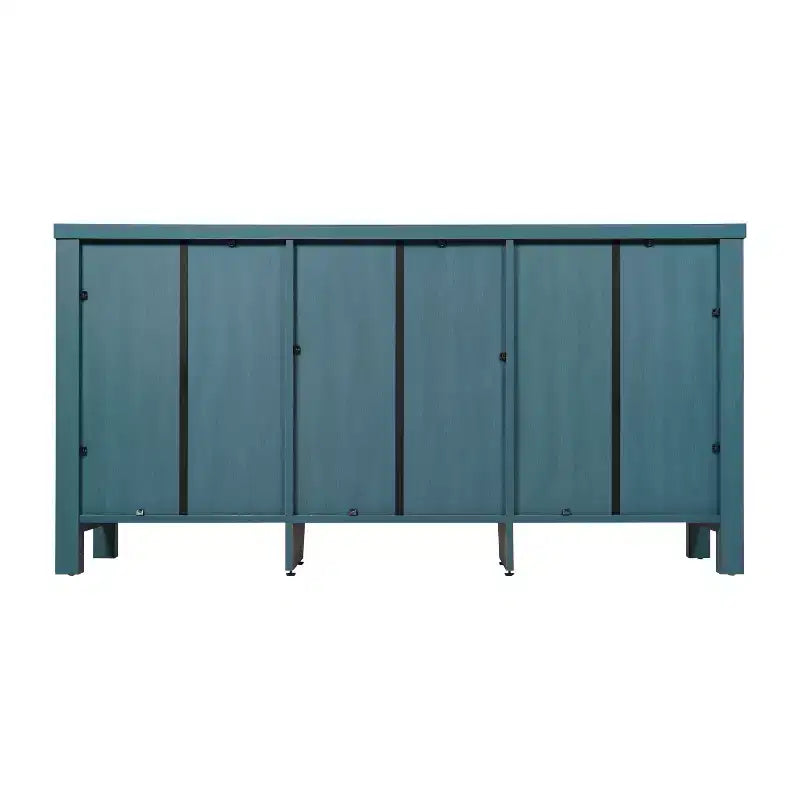 Merrick Lane Two-Drawer Engineered Wood Buffet Sideboard Cabinet with Open Shelf, Two Tempered Glass Cabinet Doors for Dining Room/Kitchen