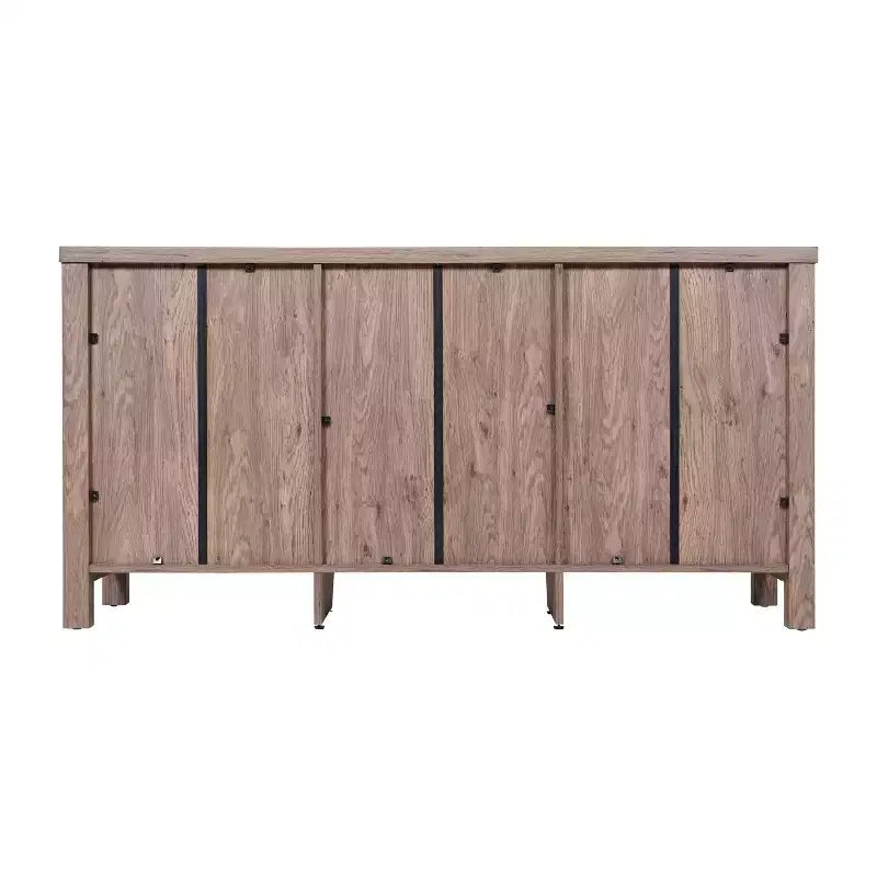Merrick Lane Two-Drawer Engineered Wood Buffet Sideboard Cabinet with Open Shelf, Two Tempered Glass Cabinet Doors for Dining Room/Kitchen