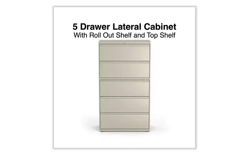 Classeur latéral Alera, 5 tiroirs pour dossiers format légal/lettre/A4/A5, mastic, 36 x 18,63 x 67,63
