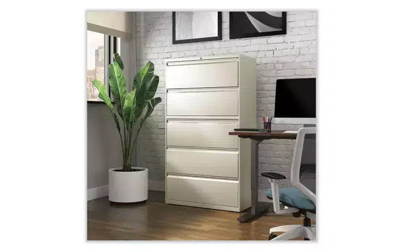 Classeur latéral Alera, 5 tiroirs pour dossiers format légal/lettre/A4/A5, mastic, 36 x 18,63 x 67,63