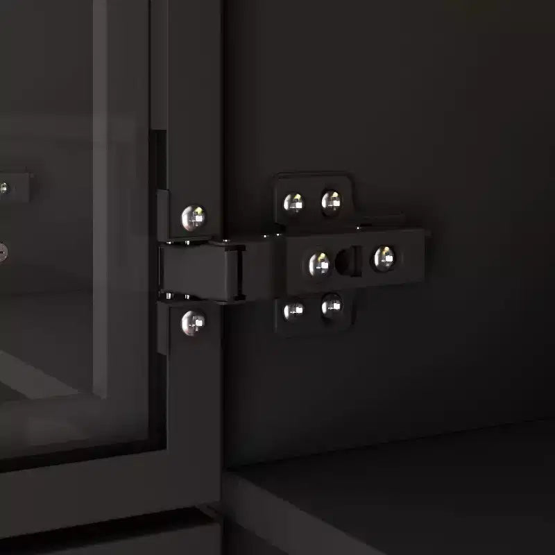 Famapy Display Cabinet Armoire LED Light Glass Door Closet Wardrobe Black