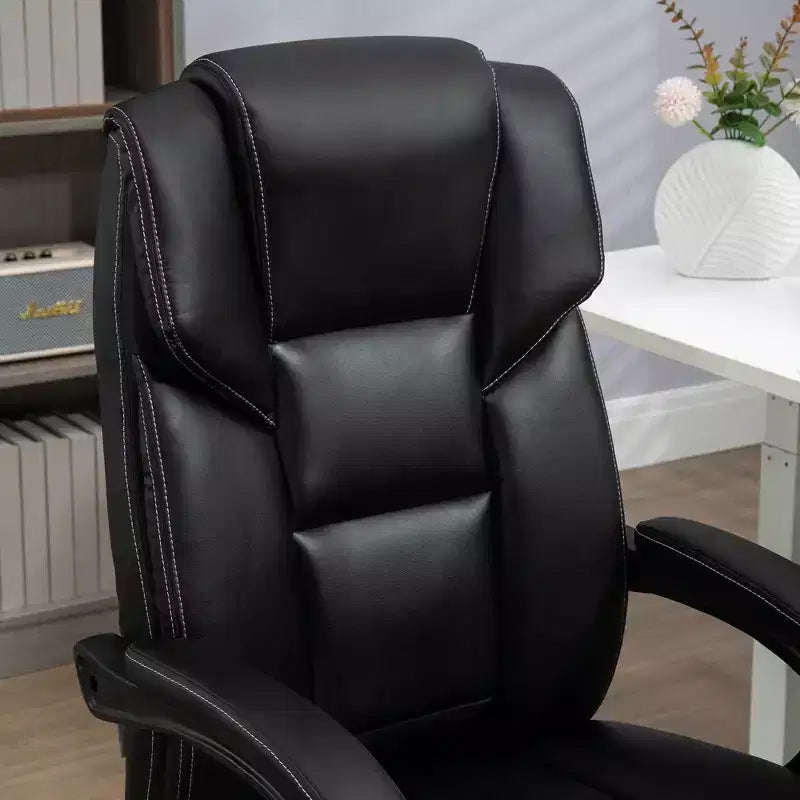 Fauteuil de bureau massant Vinsetto avec 6 points de vibration, fauteuil d'ordinateur inclinable en cuir PU chauffant au niveau lombaire avec hauteur réglable, repose-pieds