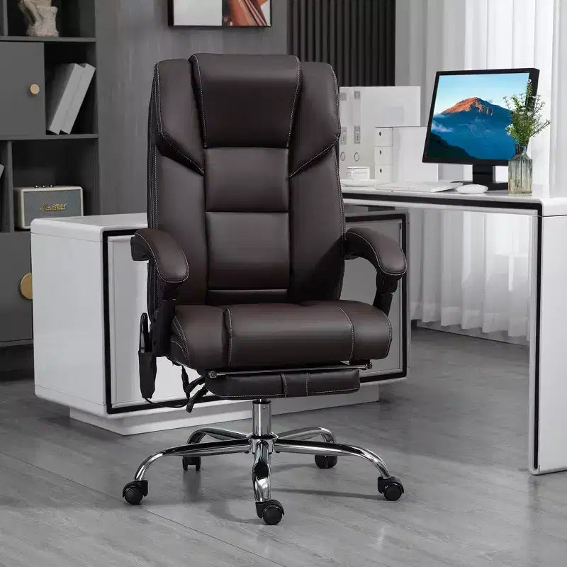 Fauteuil de bureau massant Vinsetto avec 6 points de vibration, fauteuil d'ordinateur inclinable en cuir PU chauffant au niveau lombaire avec hauteur réglable, repose-pieds