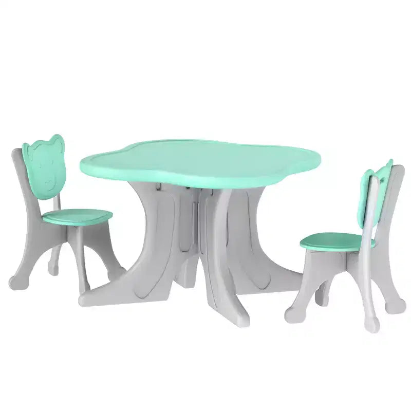 Qaba Kids Table and Chairs Set, 3 Piece Toddler Table and Chair Set for 3-6 Years Old, Light Blue