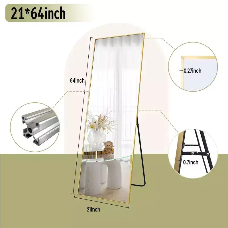 HOMLUX 64x21/58x18 Rectangular Leaning Floor Mirror Full Length Standing Mirror Bathroom