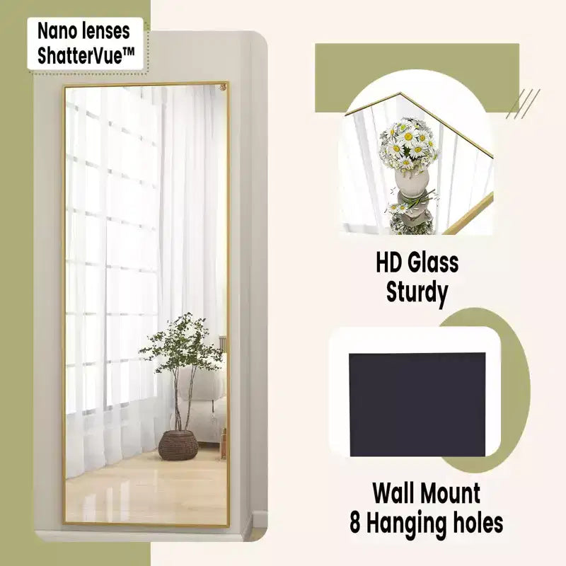 HOMLUX 64x21/58x18 Rectangular Leaning Floor Mirror Full Length Standing Mirror Bathroom