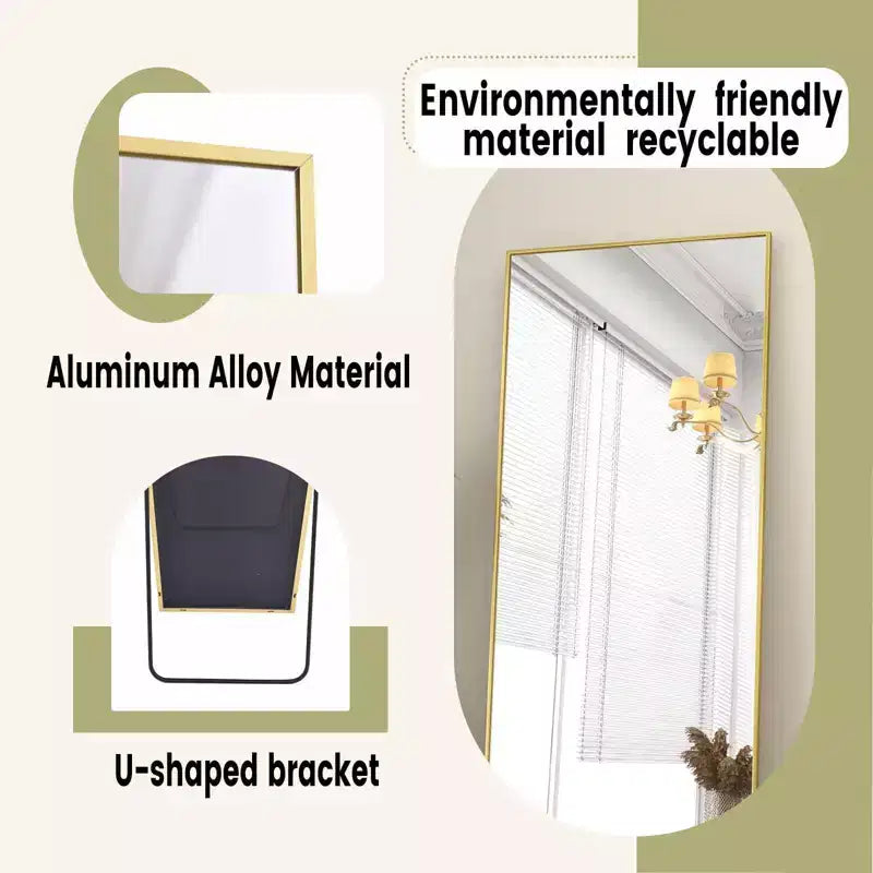 HOMLUX 64x21/58x18 Rectangular Leaning Floor Mirror Full Length Standing Mirror Bathroom