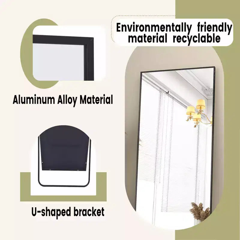 HOMLUX 64x21/58x18 Rectangular Leaning Floor Mirror Full Length Standing Mirror Bathroom