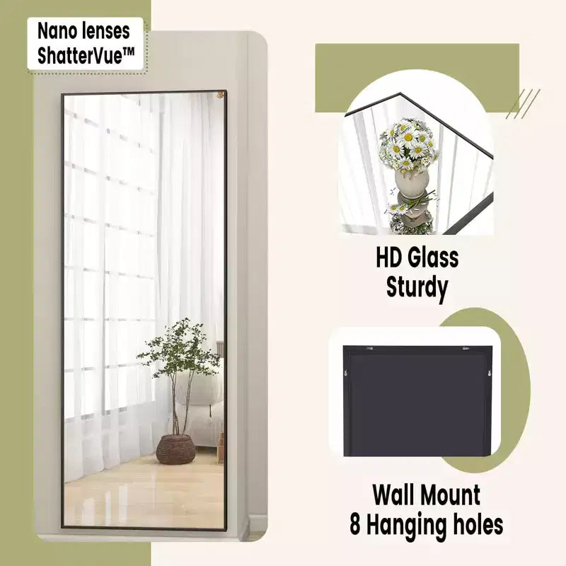 HOMLUX 64x21/58x18 Rectangular Leaning Floor Mirror Full Length Standing Mirror Bathroom