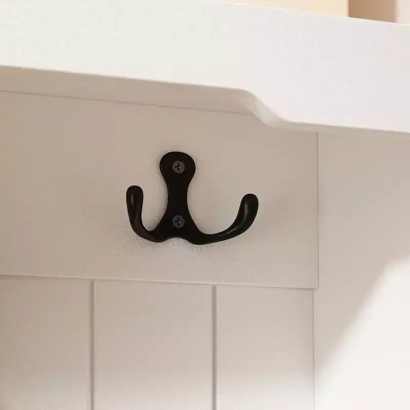Famapy Wood 3-in-1 Hall Tree with 4-Metal Hooks Storage Bench