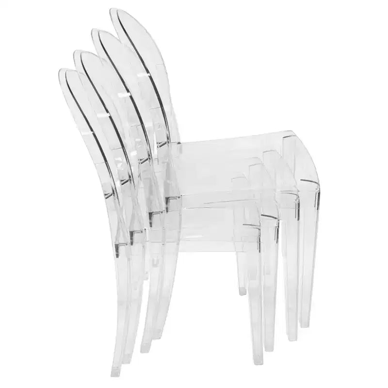 LeisureMod Marion Chaise moderne en acrylique, chaise fantôme du milieu du siècle avec assise moulée, idéale pour la salle à manger, la cuisine, le bureau, le salon, le café ou l'espace de travail