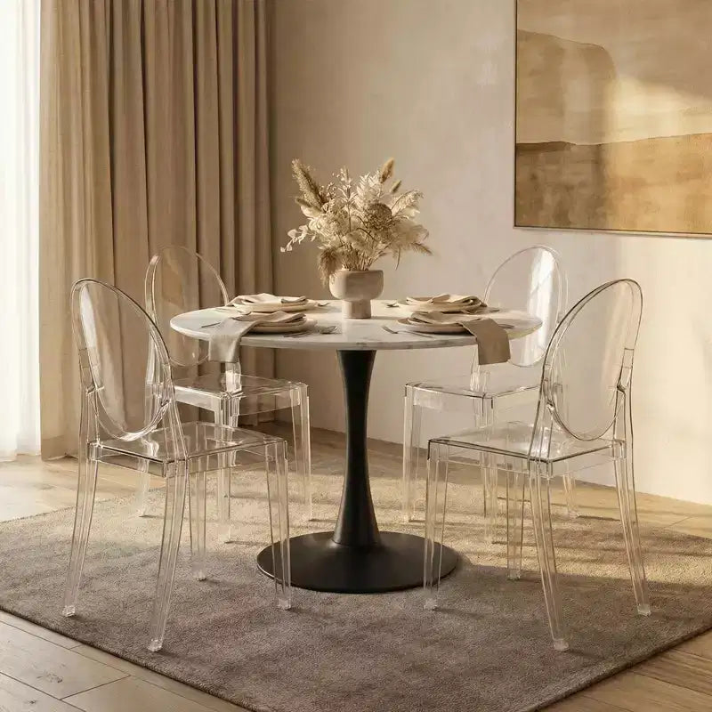 LeisureMod Marion Chaise moderne en acrylique, chaise fantôme du milieu du siècle avec assise moulée, idéale pour la salle à manger, la cuisine, le bureau, le salon, le café ou l'espace de travail
