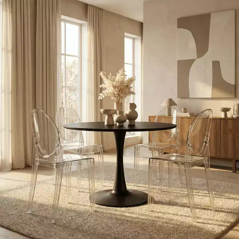LeisureMod Marion Chaise moderne en acrylique, chaise fantôme du milieu du siècle avec assise moulée, idéale pour la salle à manger, la cuisine, le bureau, le salon, le café ou l'espace de travail