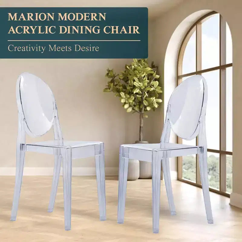 LeisureMod Marion Chaise moderne en acrylique, chaise fantôme du milieu du siècle avec assise moulée, idéale pour la salle à manger, la cuisine, le bureau, le salon, le café ou l'espace de travail