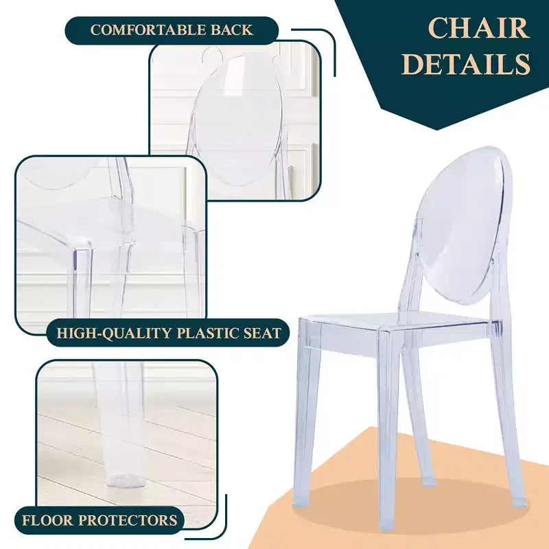 LeisureMod Marion Chaise moderne en acrylique, chaise fantôme du milieu du siècle avec assise moulée, idéale pour la salle à manger, la cuisine, le bureau, le salon, le café ou l'espace de travail