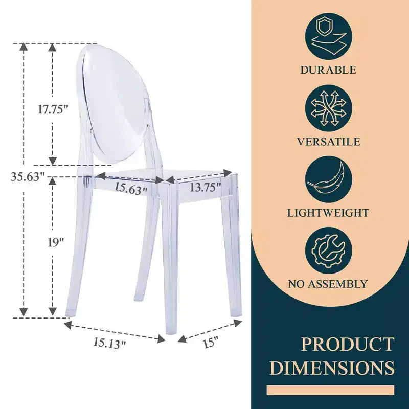 LeisureMod Marion Chaise moderne en acrylique, chaise fantôme du milieu du siècle avec assise moulée, idéale pour la salle à manger, la cuisine, le bureau, le salon, le café ou l'espace de travail